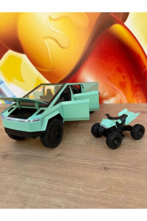 Diecast Metal Tesla Cybertruck Pickup 1:24 Motorlu Tesla Diecast Araba Sesli Işıklı Açılan Kapılar