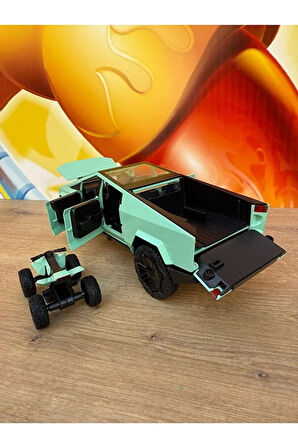 Diecast Metal Tesla Cybertruck Pickup 1:24 Motorlu Tesla Diecast Araba Sesli Işıklı Açılan Kapılar