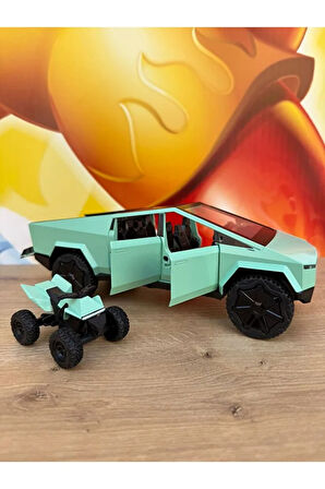 Diecast Metal Tesla Cybertruck Pickup 1:24 Motorlu Tesla Diecast Araba Sesli Işıklı Açılan Kapılar