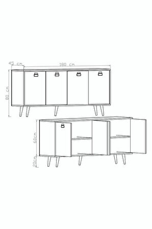 Mirza Modern Konsol 180 Cm Safir Meşe-beyaz