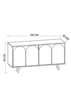 Venezia Ahşap Ayaklı Bohem Konsol Safir Meşe-Beyaz 150 Cm