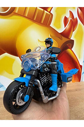 Oyuncak Polis Motorsiklet Sesli Işıklı Kutulu Oyuncak Motor Adamlı Motor Mavi Polis Motoru Oyuncak