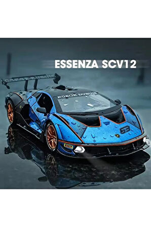 1:24 Ölçek Lamborghini Essenza SCV12 Diecast Model Araba Lamborghini Mavi Diecast Model Araba