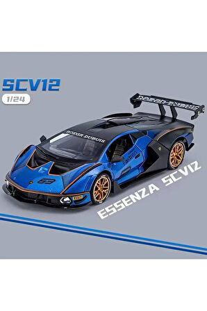 1:24 Ölçek Lamborghini Essenza SCV12 Diecast Model Araba Lamborghini Mavi Diecast Model Araba