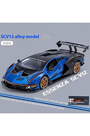 1:24 Ölçek Lamborghini Essenza SCV12 Diecast Model Araba Lamborghini Mavi Diecast Model Araba