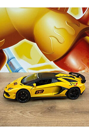 LAMBORGHİNİ AVENTADOR SVJ DİECAST MODEL ARABA SESLİ IŞIKLI KAPILARI AÇILIR LAMBORGİHİNİ SARI ARABA