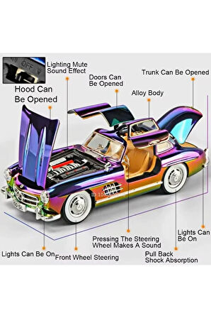 Mercedes-benz 300 Sl Siyah 1954 Model Klasik Araba 1/24 Ölçek Mercedes 300SL Gri Parlak