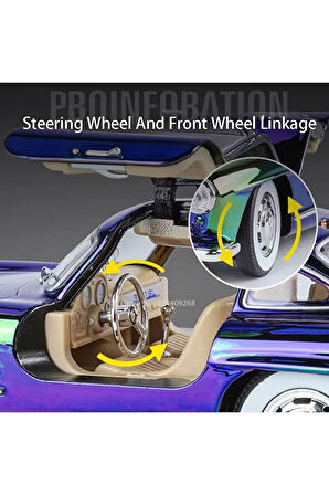 Mercedes-benz 300 Sl Siyah 1954 Model Klasik Araba 1/24 Ölçek Mercedes 300SL Gri Parlak