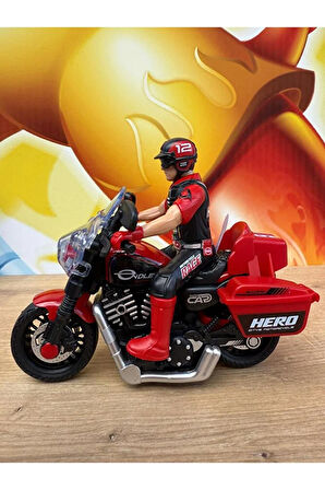 Kutulu Sesli Işıklı Oyuncak Motorsiklet Adamlı Yarış Motoru Plastik Kırılmaz