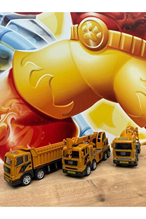 3 LÜ OYUNCAK SÜRTMELİ KIRILMAZ İŞ MAKİNASI MİKSER KAMYON VİNÇ 17CM OYUNCAK İŞ MAKİNALARI SET