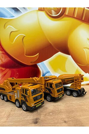 3 LÜ OYUNCAK SÜRTMELİ KIRILMAZ İŞ MAKİNASI MİKSER KAMYON VİNÇ 17CM OYUNCAK İŞ MAKİNALARI SET
