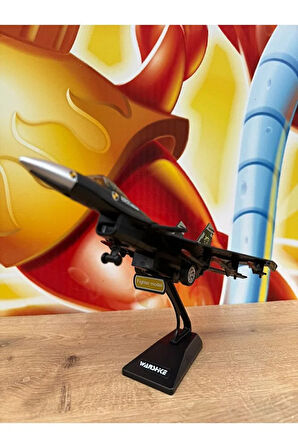 F16 Savaş Uçağı Jarjlı Sesli Işıklı Çekbırak (Buhar Atar) Diecast F16 Uçak Siyah Standlı