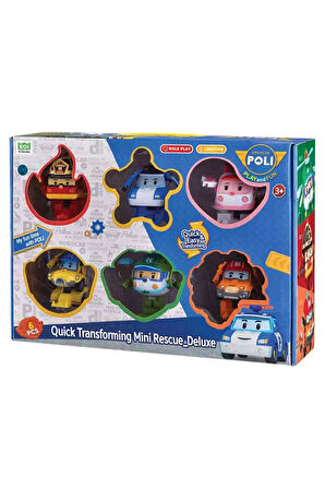 Robocar 6 Lı Dönüşebilen Oyuncak Seti Mega Dönüşebilen 6Lı Robocar Poli Set Roy Helly Amber Mark