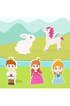 Manyetik Yapı Blokları Çocuklar İçin Renkli 3 Boyutlu 37 Parça Manyetik Prensess Blok Oyun Seti