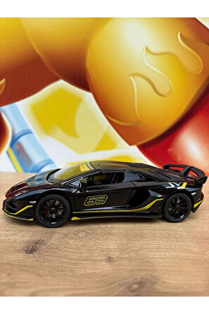 LAMBORGHİNİ AVENTADOR SVJ DİECAST MODEL ARABA SESLİ IŞIKLI KAPILARI AÇILIR LAMBORGİHİNİ SİYAH ARABA