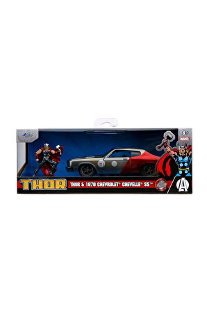 Jada Marvel Thor 1970 Chevy Chevelle SSS 1:32 Thor Aksiyon Figür + Thor Araba