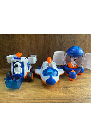 Uzay İstasyon Oyuncağı 3 lü Set Oyuncak Roket Uzay Mekiği Uzay Aracı Ay Taşıtı Astronot