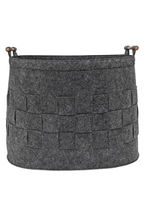 Çok Amaçlı Organizer, Keçe Felted Örgülü Kırlı Çamaşır Sepeti, Oyuncak Sepeti Gri 105383 - KASA 290