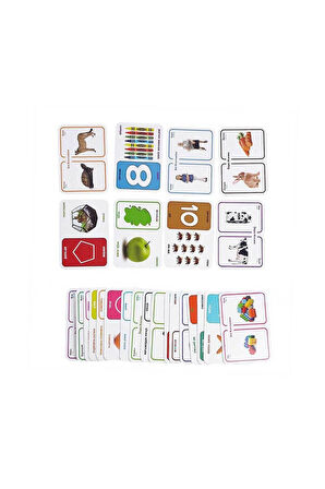 5'li Süper Set Sayılar, Renkler, Şekiller, Ilişki Kurma, Zıt Kavramlar Eğitici Oyuncak Kartlar