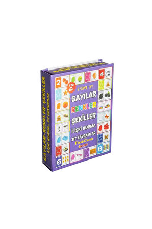 5'li Süper Set Sayılar, Renkler, Şekiller, Ilişki Kurma, Zıt Kavramlar Eğitici Oyuncak Kartlar