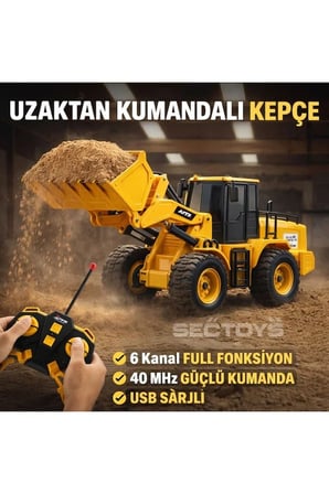 Uzaktan Kumandalı Full Fonksiyon Şarjlı Işıklı Kepçe Kumandalı Dozer Kepçe Model Kazıcı Kepçe
