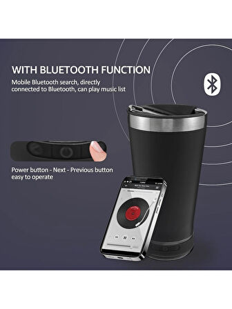 Bluetooth Müzikli Hoparlör Kupası Açacaklı Bardak 473 ml