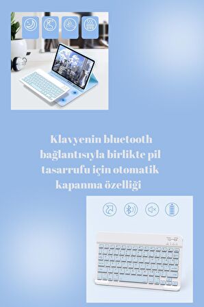 Qpen Samsung Galaxy X800 Tab S8 Plus Uyumlu 12.4 inç Klavyeli Tablet Kılıf