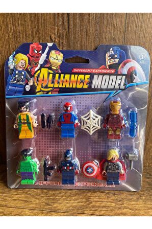 AVENGERS Yenilmezler THOR- Hulk - Captain America - Örümcek Adam 6'lI LEGO UYUMLU AVENGERS FİGÜR