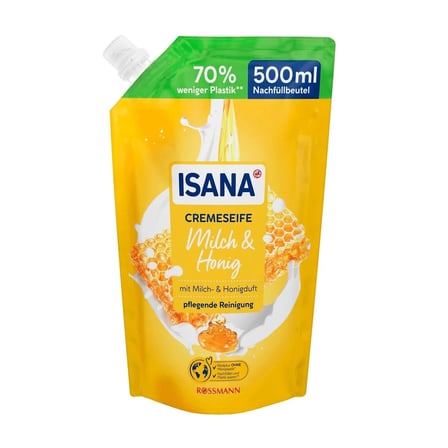 alman malı orijinal Isana Sıvı Sabun Ballı ve Sütlü Yedek 500 ml süper koku serin ferahlık