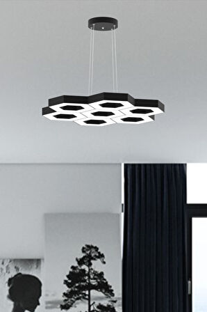 Mıele (SİYAH KASA, BEYAZ IŞIK) Ledli Modern Sarkıt Led Avize