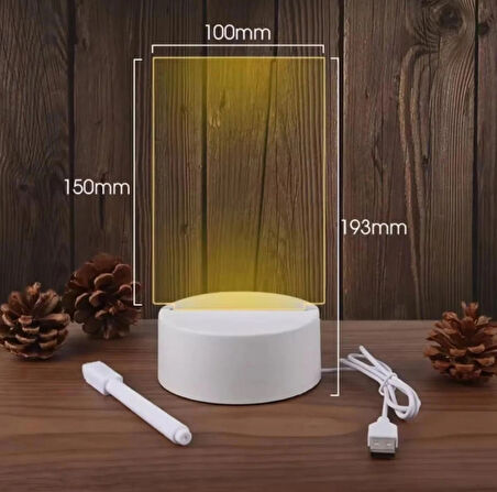Işıklı Led Lüx Çizim Panosu Kalem Hediyeli Sevimli Hediyelik Gece Lambalı Not Pano Usb Aç Kapa