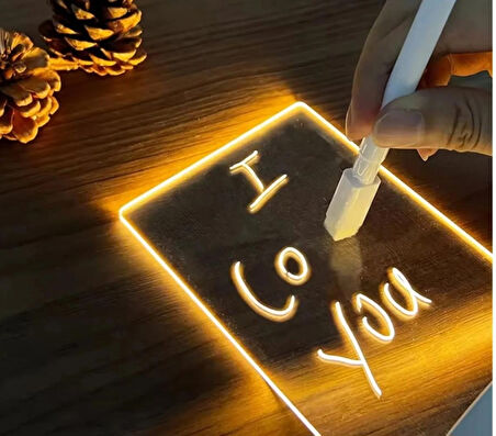 Işıklı Led Lüx Çizim Panosu Kalem Hediyeli Sevimli Hediyelik Gece Lambalı Not Pano Usb Aç Kapa