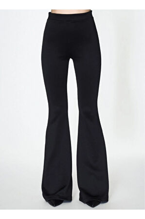 Kadın Siyah İspanyol Paça Yüksek Bel Tayt Pantolon