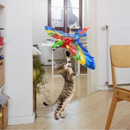 Premium Oyun Saati Pati Dostu Eğlenceli Vakit Uçan Papağan Kedi Oyuncağı