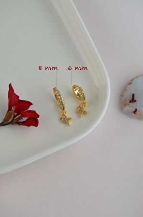 2 Adet Zirkon Kutup Yıldızlı Halka Piercing Tragus Helix Forward Kıkırdak Lob Daith (1 Adet 6 mm 1 Adet 8 mm)