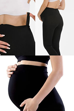 Kadın Hafif Korseli Siyah bel ayarlı yumuşacık Hamile Taytı