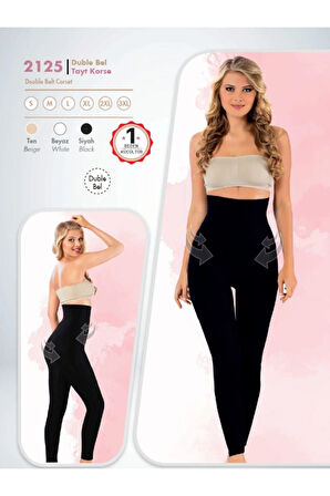 Kadın Siyah 2125 Korseli Uzun Tayt Yüksek Bel Uzun Tayt