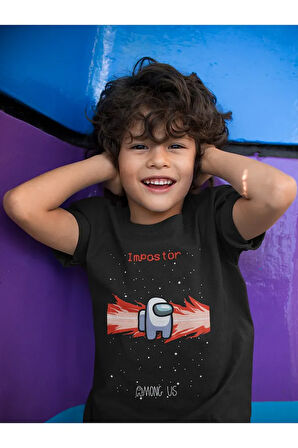 Imposter Yazılı Among Us Baskılı Unisex Oyun Çocuk Tişört (1-12 YAŞ)