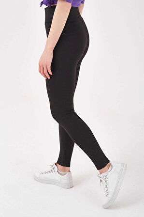 Kadın Siyah Çelik Örme Tayt Siyah Tayt Tctyt0002