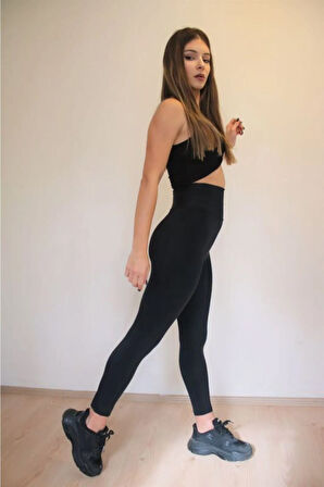 Korseli Şekillendirici Ekstra Yüksek Bel Siyah Tayt