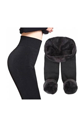 Kadın Siyah Içi Peluşlu Termal Tayt