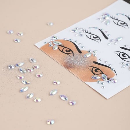 Premium Sahne Stili Tarz Aksesuar Festival Aksesuarı Gümüş Taşlı Makyaj Yüz Süsü
