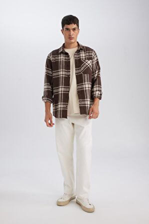 DeFacto Regular Fit Kareli Oduncu Flanel Uzun Kollu Gömlek D4132AX24WNBN192