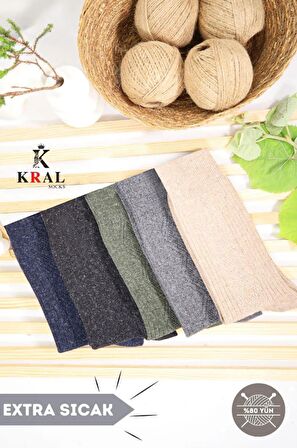 Kışlık Yün Erkek Çorap Lambswool 5'li Paket