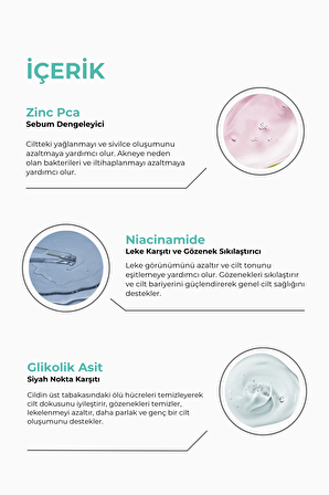 Gözenek, Siyah Nokta ve Sivilce Oluşumunu Gidermeye Yardımcı Bakım Serumu (Niacinamide 10%+Zınc Pca1% + BHA 1%)