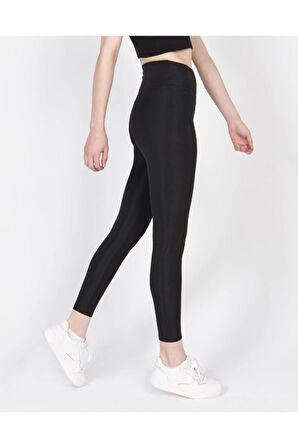 Kadın Siyah Parlak Yüksek Bel Toparlayıcı Disko Tayt