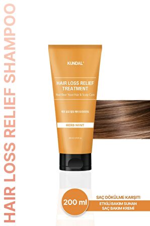 Saç Dökülmelerine Karşı Bakım Kremi KUNDAL Hair Loss Relief Treatment Real Beer Yeast (Herb Mint)