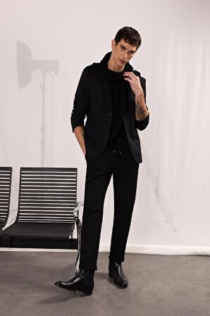 DeFacto Gabardin Jogger Pantolon Duble Paça Beli Lastikli Cepli Y2651AZ24AUBK27