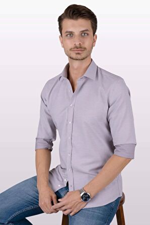 Açık Vişne Slimfit Erkek Gömlek