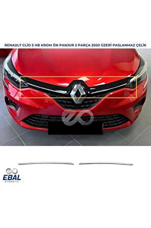 Renault Clio 5 HB Krom Ön Panjur 2 Parça 2019 ve Üzeri P.Çelik